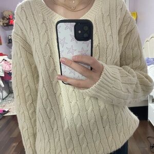 Brandy Melville Cream Cable Knit Sweater